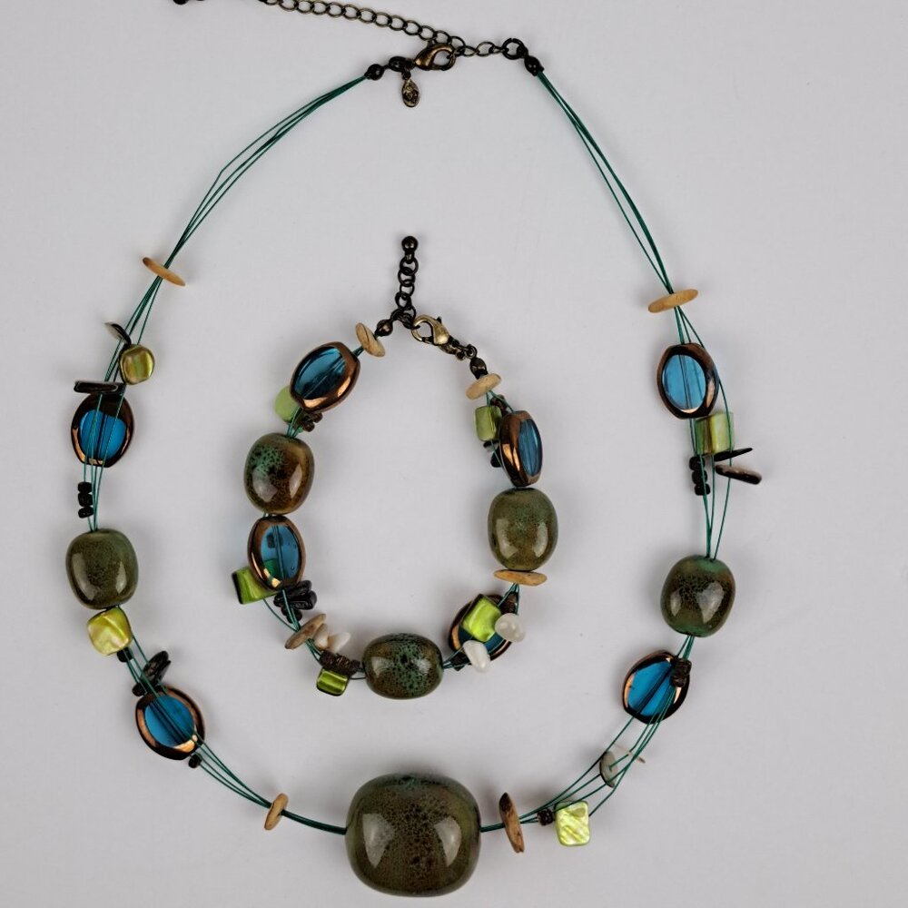 Vintage Premier Designs  Floating Bead 4 Strand Necklace and Bracelet Set